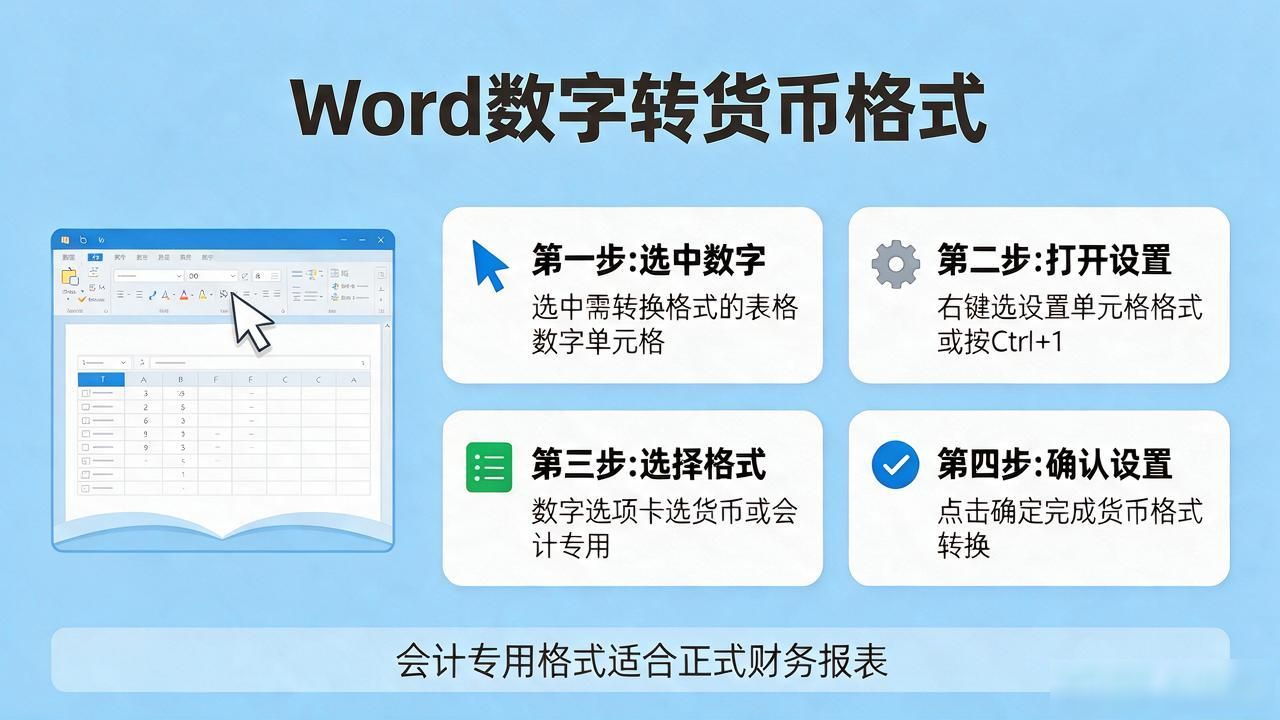 word怎么把数字变成货币格式化_Word设置货币格式_Word财务报表排版技巧